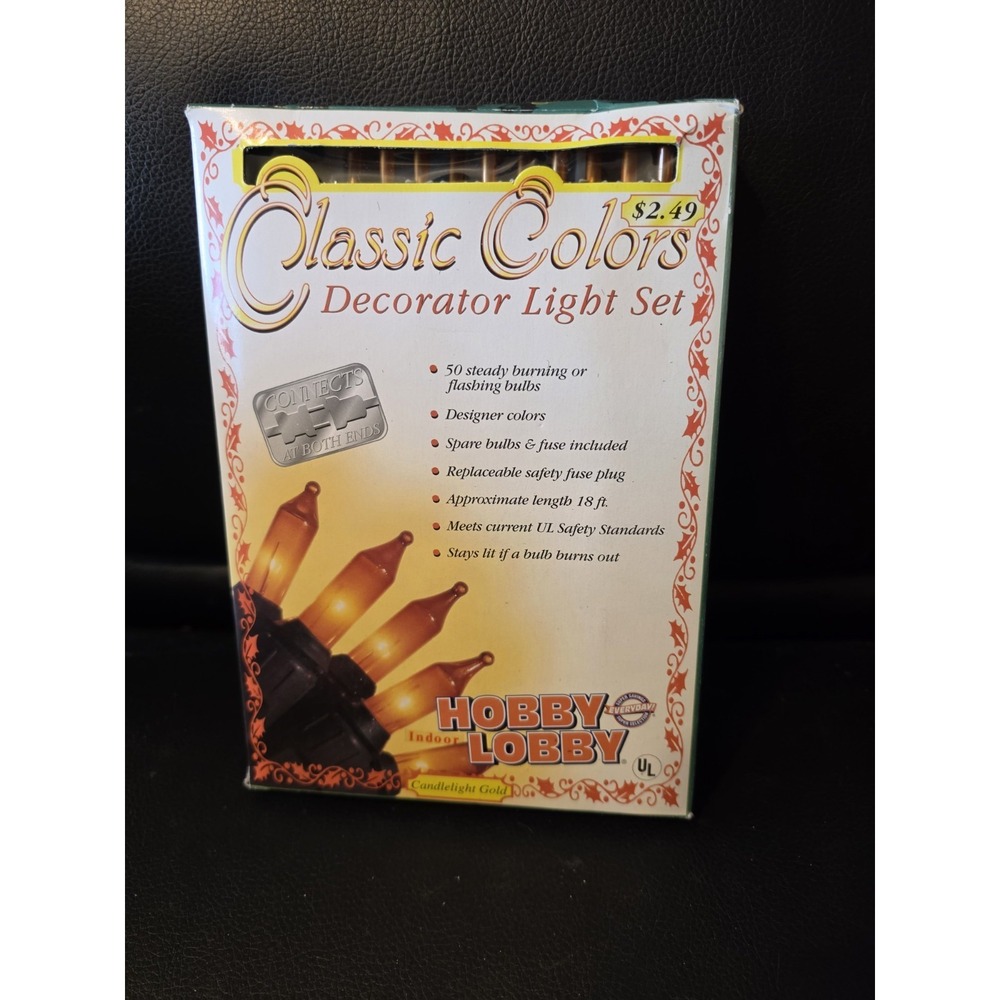 Vintage Classic Colors Decorator Light Set NEW Candlelight Gold 17' Hobby Lobby